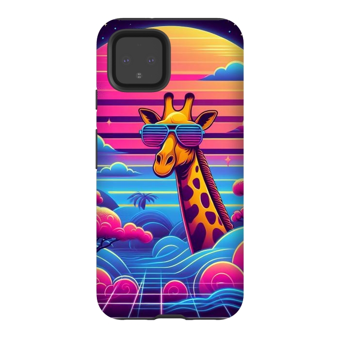 Pixel 4 StrongFit 80s Neon Giraffe by JohnnyVillas