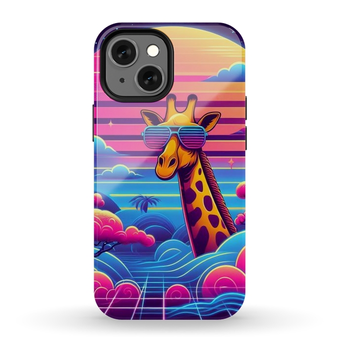 iPhone 12 mini StrongFit 80s Neon Giraffe by JohnnyVillas