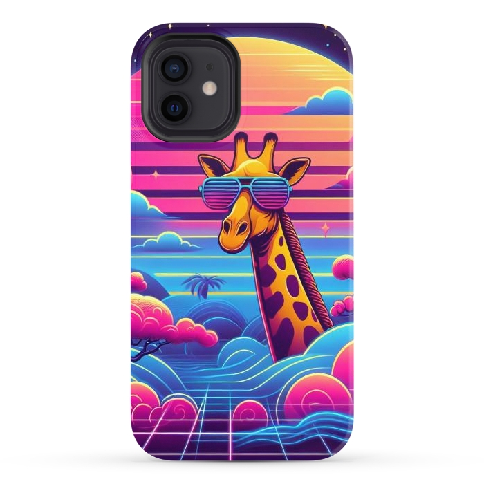 iPhone 12 StrongFit 80s Neon Giraffe by JohnnyVillas
