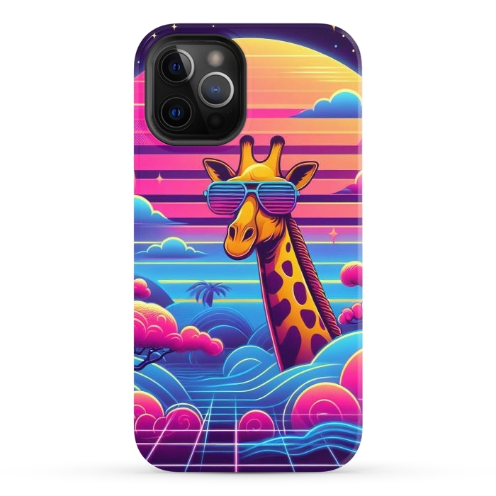 iPhone 12 Pro StrongFit 80s Neon Giraffe by JohnnyVillas