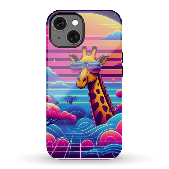iPhone 13 StrongFit 80s Neon Giraffe by JohnnyVillas