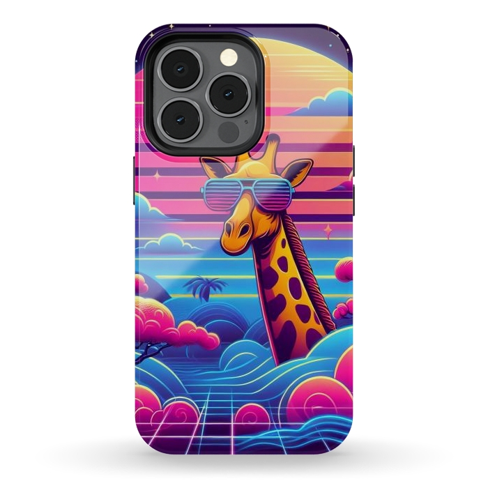 iPhone 13 pro StrongFit 80s Neon Giraffe by JohnnyVillas