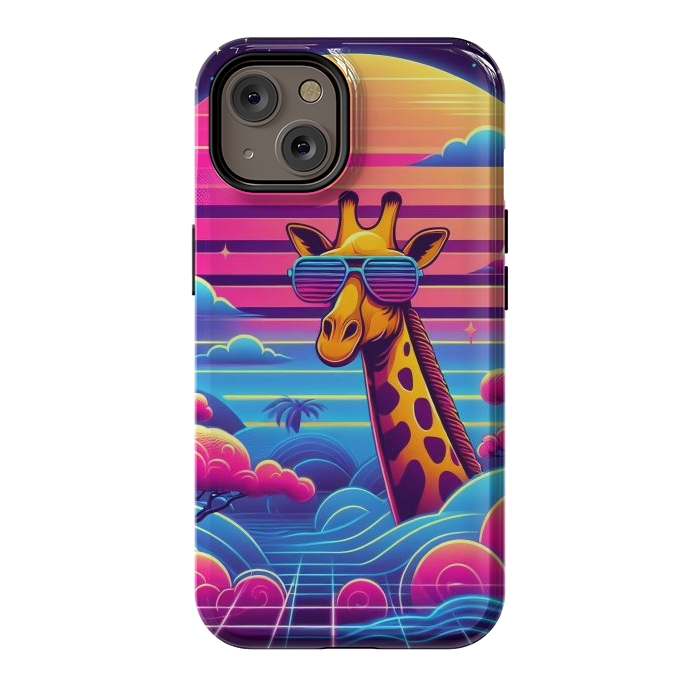 iPhone 14 StrongFit 80s Neon Giraffe by JohnnyVillas