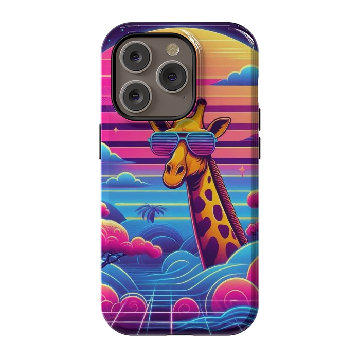 iPhone 14 Pro StrongFit 80s Neon Giraffe by JohnnyVillas