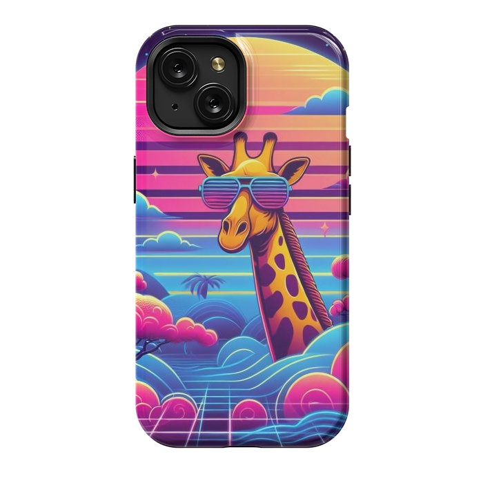 iPhone 15 StrongFit 80s Neon Giraffe by JohnnyVillas