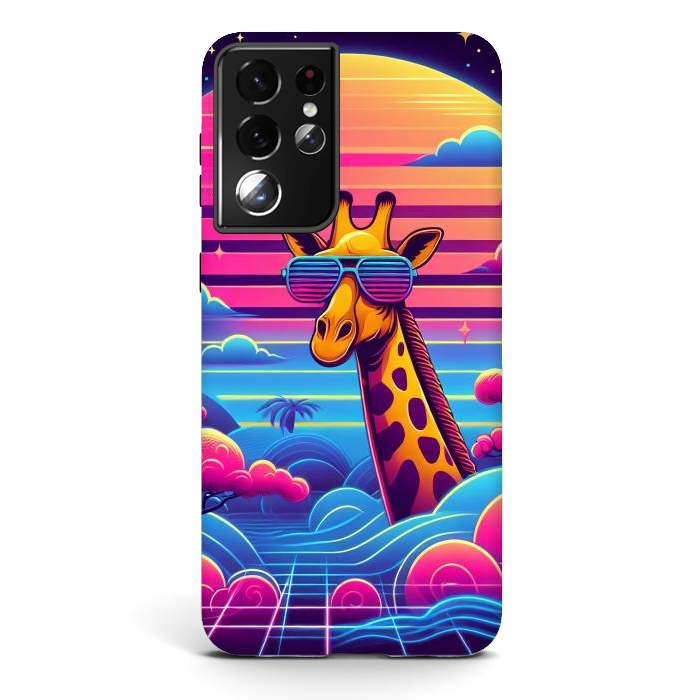 Galaxy S21 ultra StrongFit 80s Neon Giraffe by JohnnyVillas