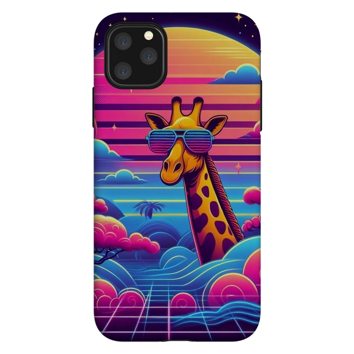 iPhone 11 Pro Max StrongFit 80s Neon Giraffe by JohnnyVillas