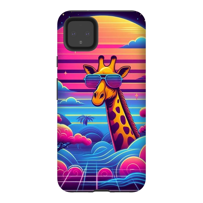 Pixel 4XL StrongFit 80s Neon Giraffe by JohnnyVillas
