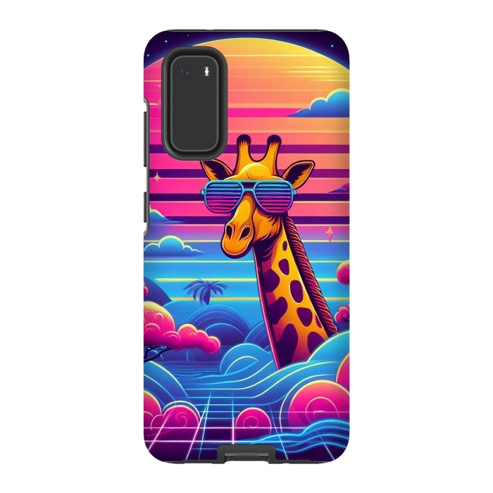 Galaxy S20 StrongFit 80s Neon Giraffe by JohnnyVillas