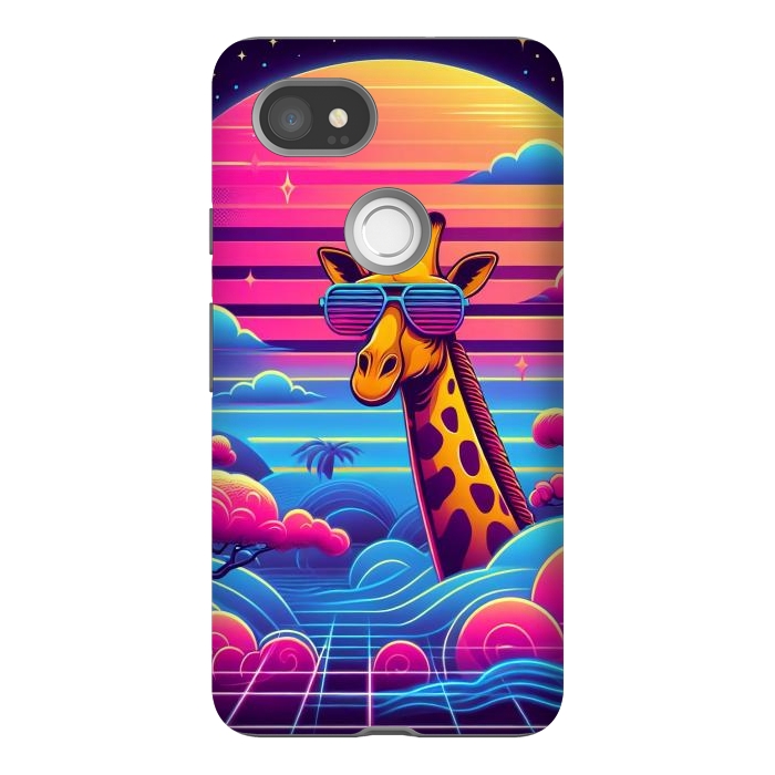 Pixel 2XL StrongFit 80s Neon Giraffe by JohnnyVillas