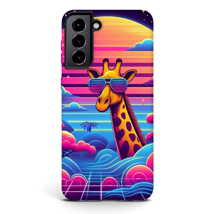 Galaxy S21 StrongFit 80s Neon Giraffe by JohnnyVillas