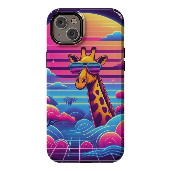 iPhone 14 Plus StrongFit 80s Neon Giraffe by JohnnyVillas