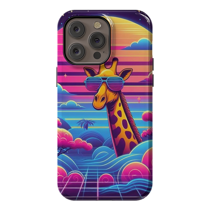 iPhone 14 Pro max StrongFit 80s Neon Giraffe by JohnnyVillas