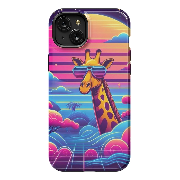 iPhone 15 Plus StrongFit 80s Neon Giraffe by JohnnyVillas