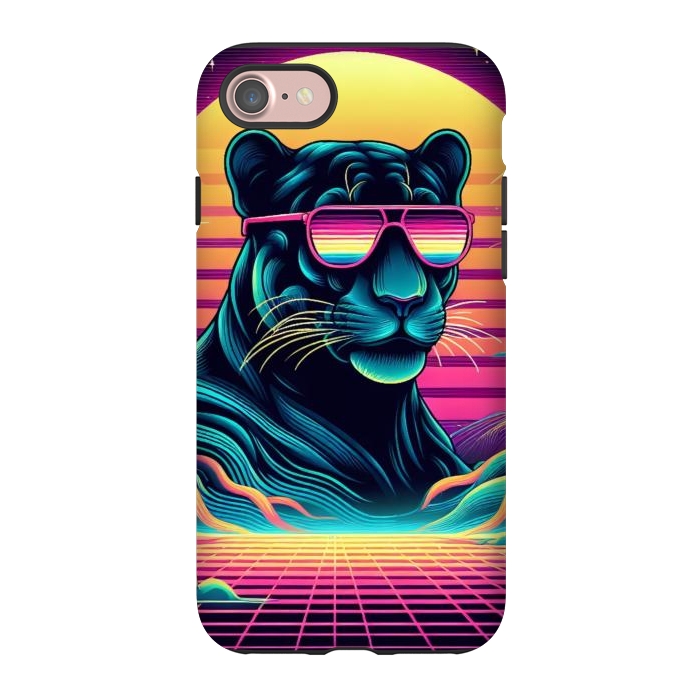 iPhone 7 StrongFit 80s Neon Black Panther by JohnnyVillas
