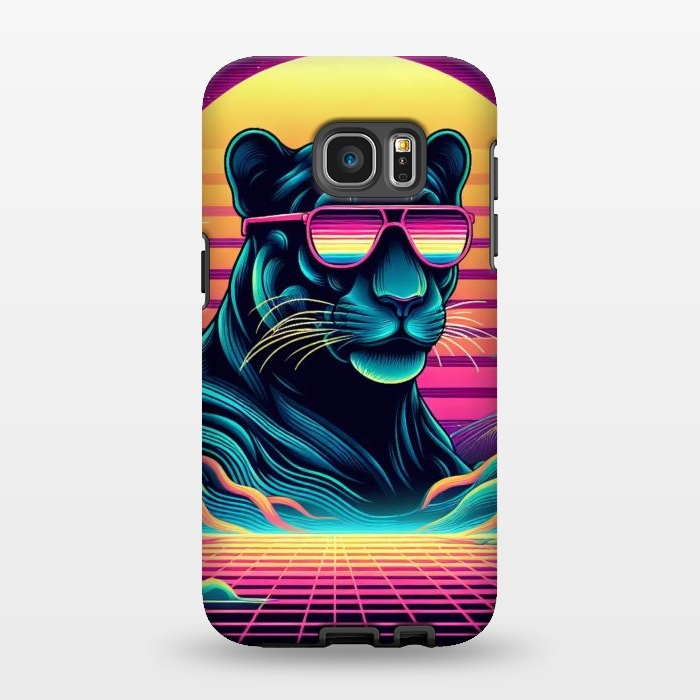 Galaxy S7 EDGE StrongFit 80s Neon Black Panther by JohnnyVillas