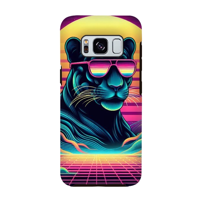Galaxy S8 StrongFit 80s Neon Black Panther by JohnnyVillas