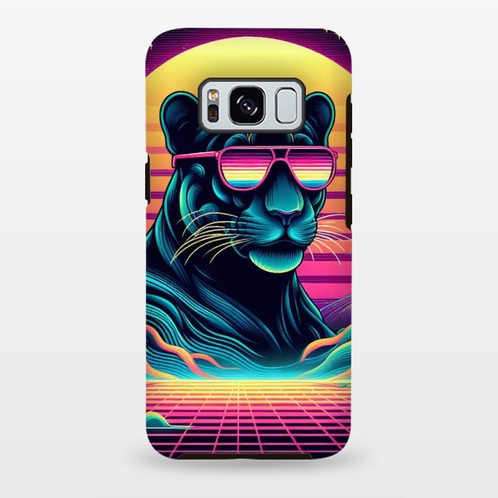 Galaxy S8 plus StrongFit 80s Neon Black Panther by JohnnyVillas