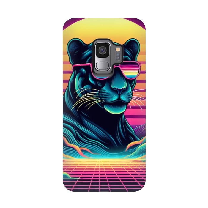 Galaxy S9 StrongFit 80s Neon Black Panther by JohnnyVillas