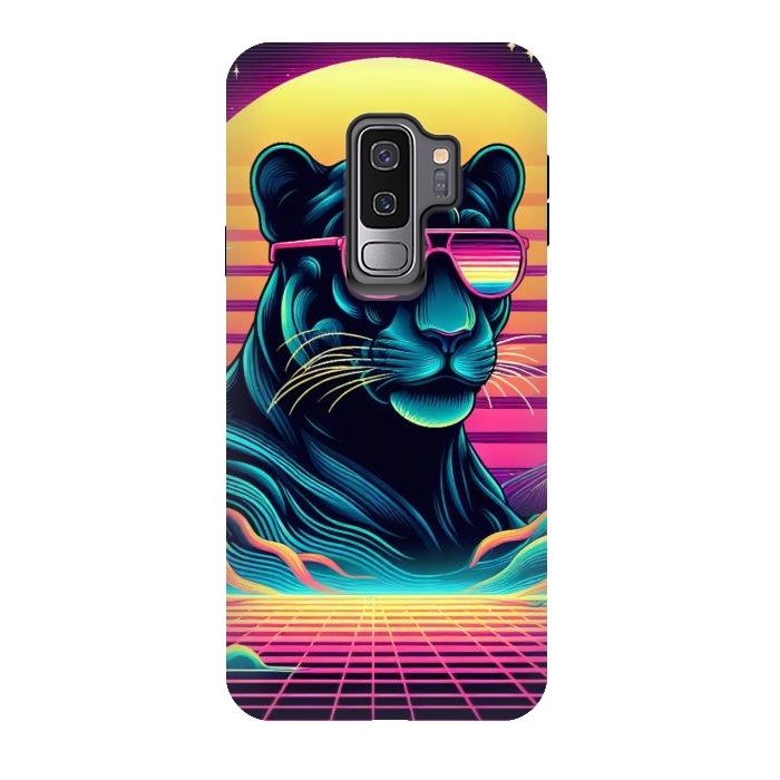 Galaxy S9 plus StrongFit 80s Neon Black Panther by JohnnyVillas