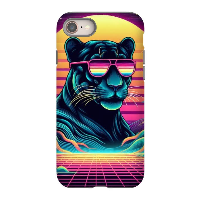 iPhone 8 StrongFit 80s Neon Black Panther by JohnnyVillas
