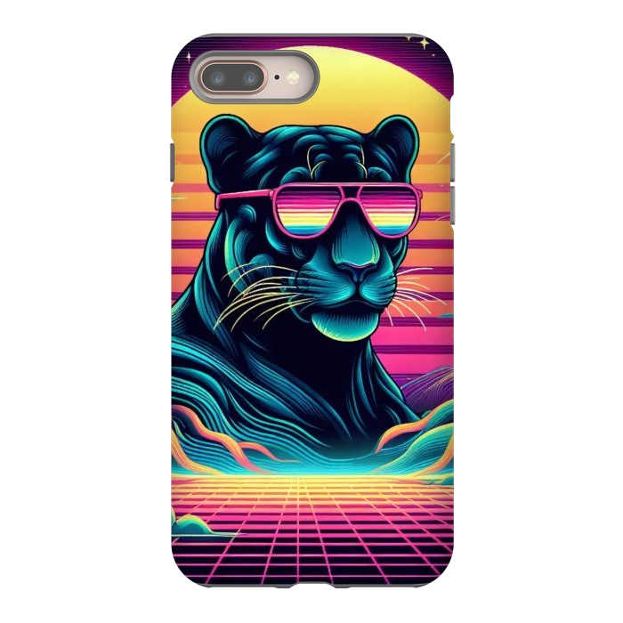 iPhone 8 plus StrongFit 80s Neon Black Panther by JohnnyVillas