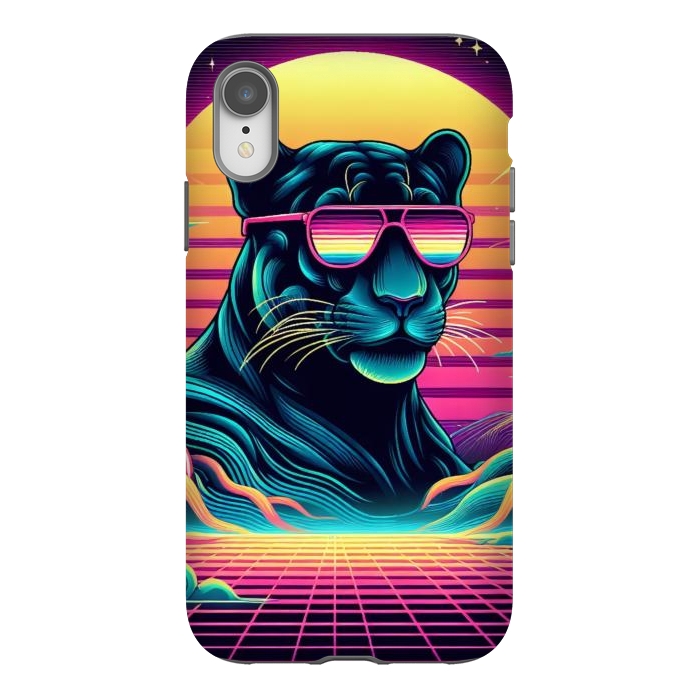 iPhone Xr StrongFit 80s Neon Black Panther by JohnnyVillas