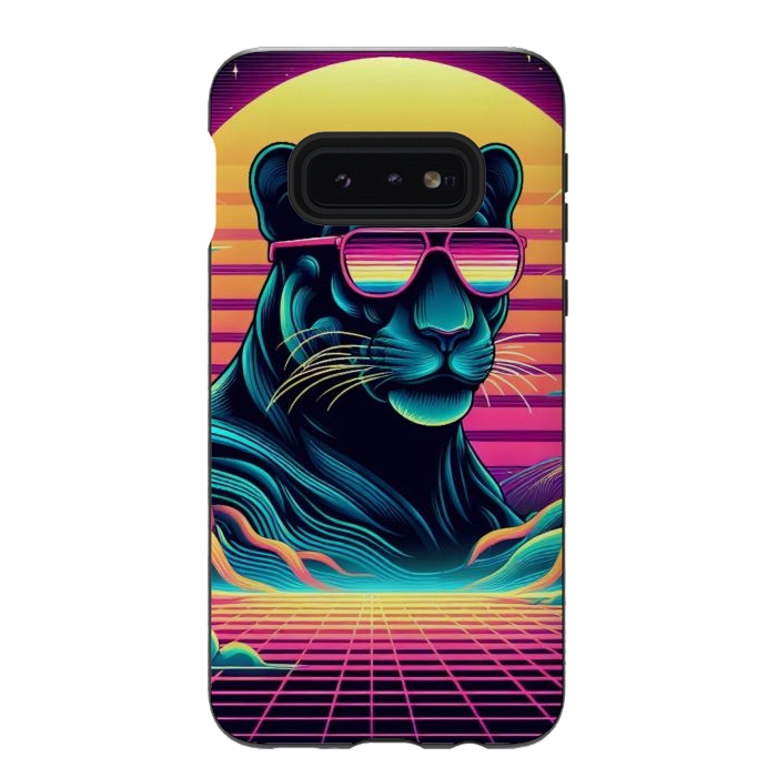 Galaxy S10e StrongFit 80s Neon Black Panther by JohnnyVillas