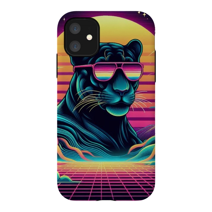 iPhone 11 StrongFit 80s Neon Black Panther by JohnnyVillas