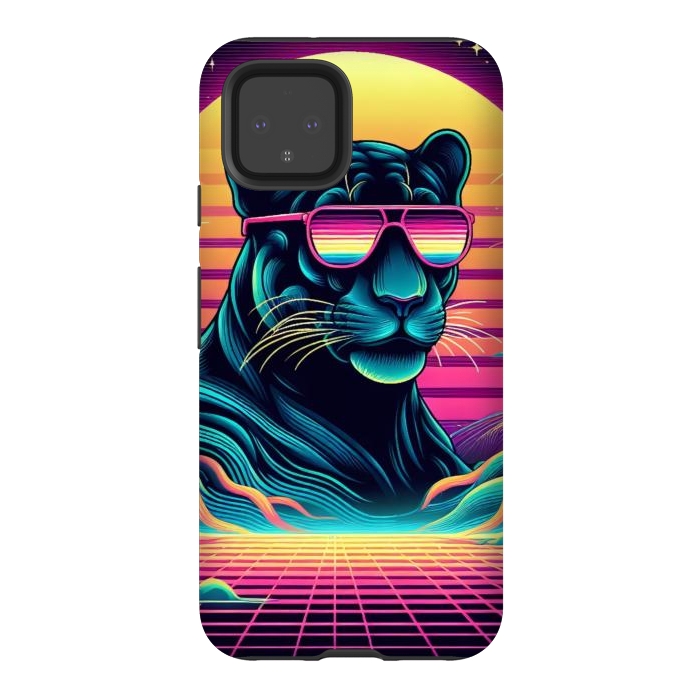 Pixel 4 StrongFit 80s Neon Black Panther by JohnnyVillas