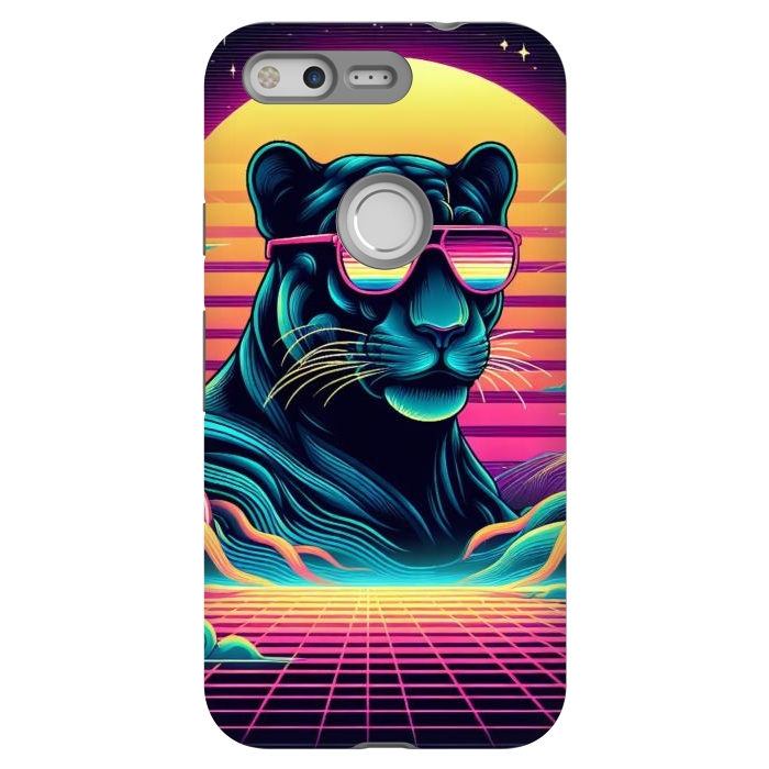 Pixel StrongFit 80s Neon Black Panther by JohnnyVillas
