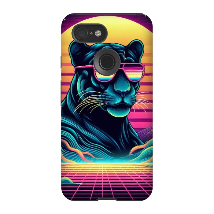 Pixel 3 StrongFit 80s Neon Black Panther by JohnnyVillas