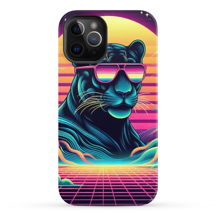 iPhone 12 Pro StrongFit 80s Neon Black Panther by JohnnyVillas