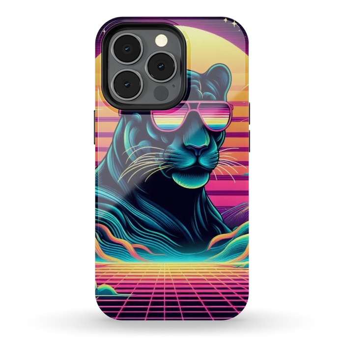 iPhone 13 pro StrongFit 80s Neon Black Panther by JohnnyVillas