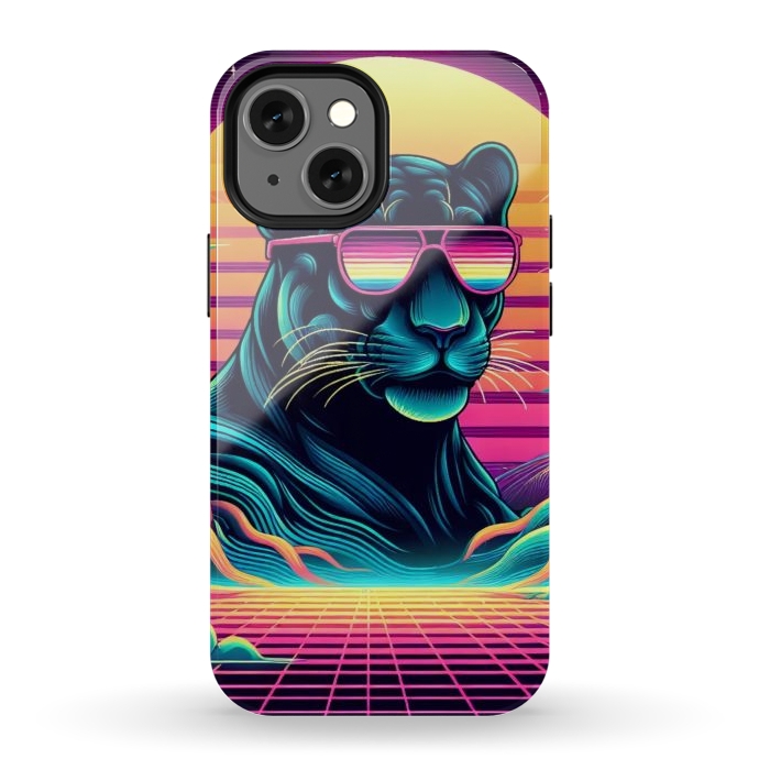 iPhone 13 mini StrongFit 80s Neon Black Panther by JohnnyVillas