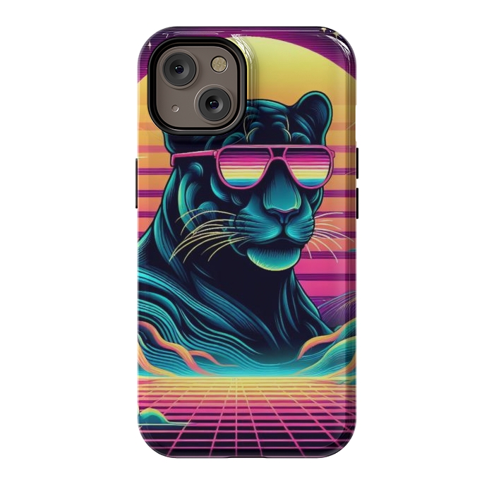 iPhone 14 StrongFit 80s Neon Black Panther by JohnnyVillas