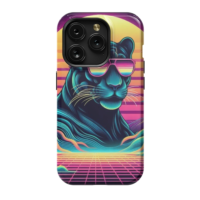iPhone 15 Pro StrongFit 80s Neon Black Panther by JohnnyVillas