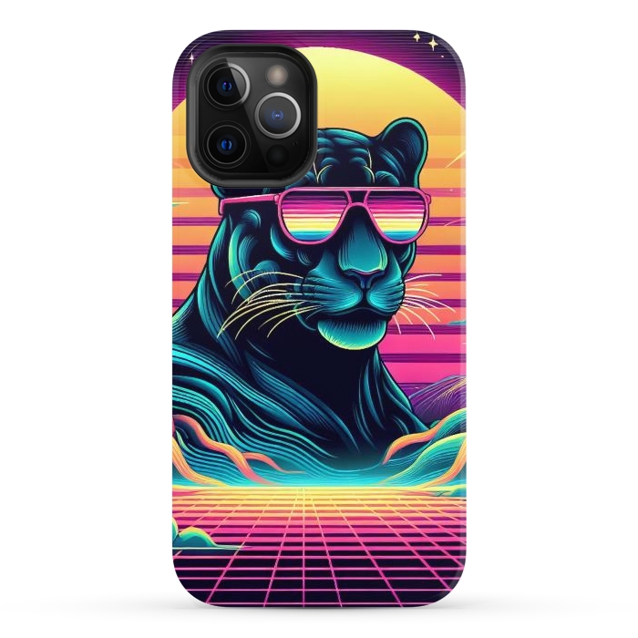 iPhone 12 Pro Max StrongFit 80s Neon Black Panther by JohnnyVillas