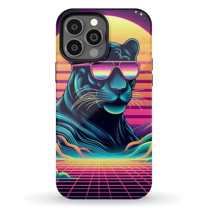 iPhone 13 Pro Max StrongFit 80s Neon Black Panther by JohnnyVillas