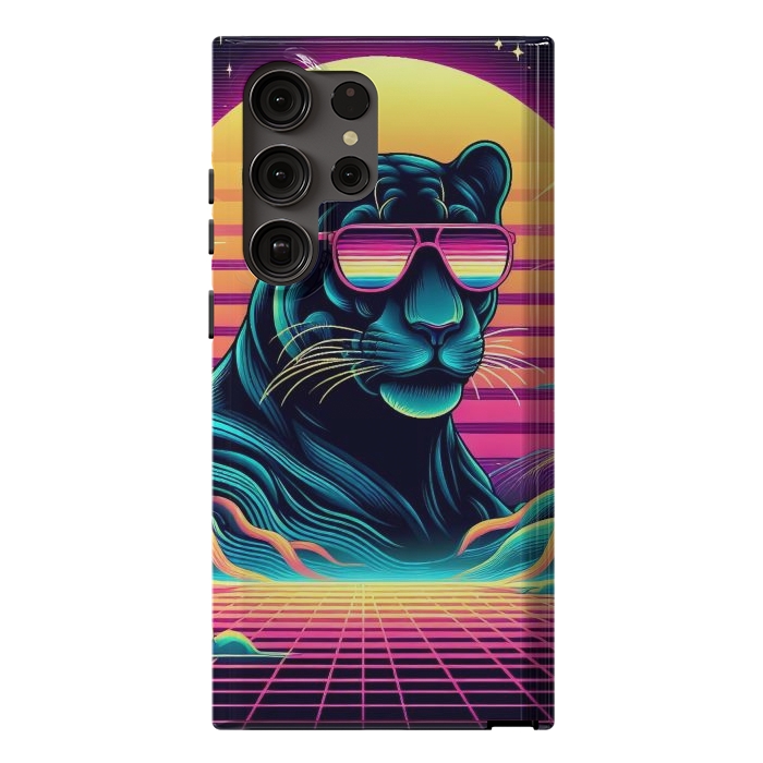 Galaxy S23 Ultra StrongFit 80s Neon Black Panther by JohnnyVillas