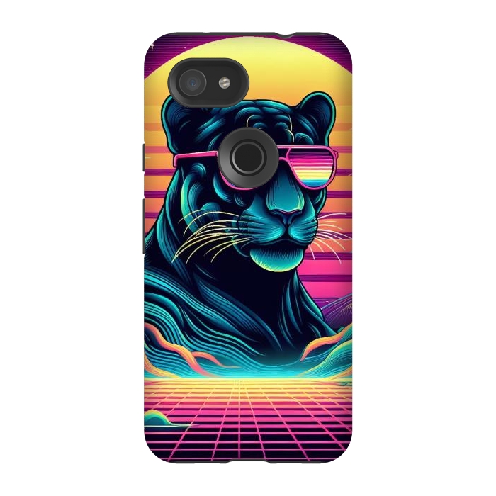 Pixel 3A StrongFit 80s Neon Black Panther by JohnnyVillas