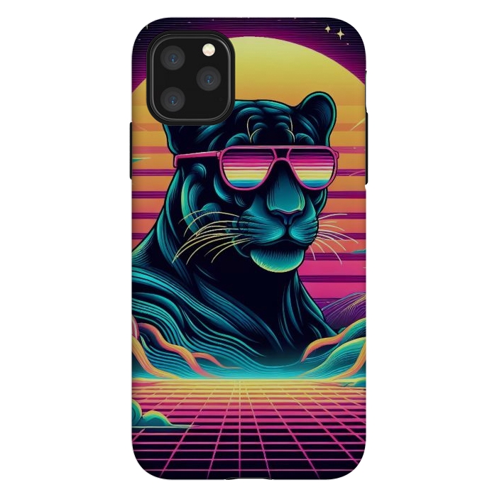 iPhone 11 Pro Max StrongFit 80s Neon Black Panther by JohnnyVillas