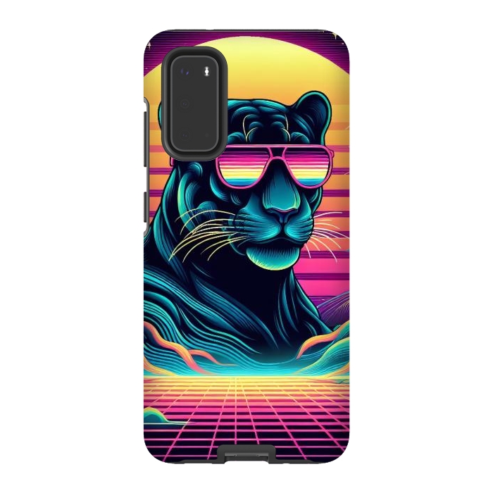 Galaxy S20 StrongFit 80s Neon Black Panther by JohnnyVillas
