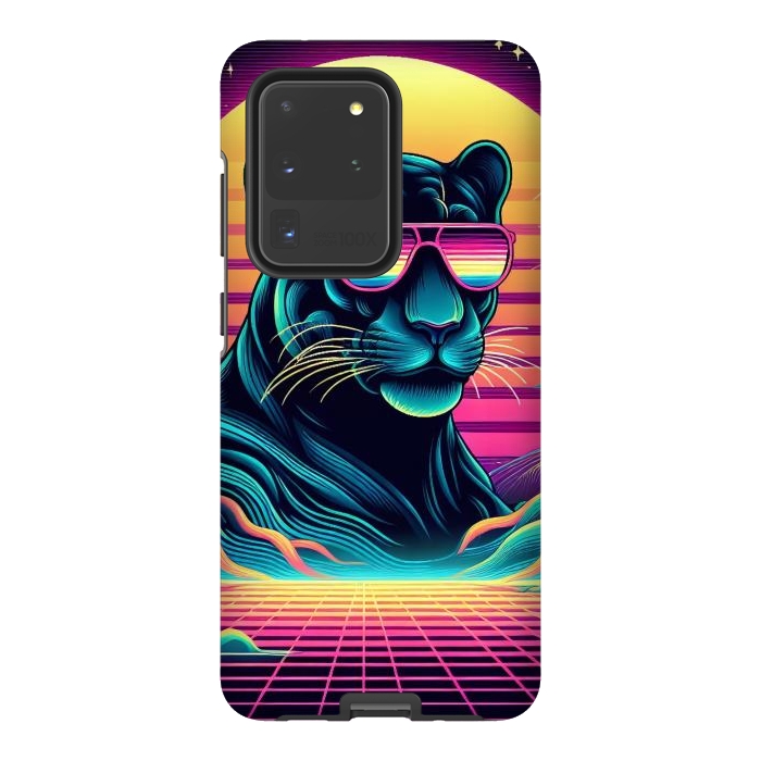 Galaxy S20 Ultra StrongFit 80s Neon Black Panther by JohnnyVillas