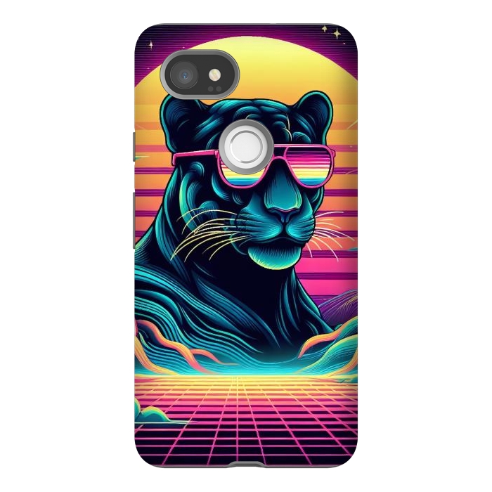Pixel 2XL StrongFit 80s Neon Black Panther by JohnnyVillas