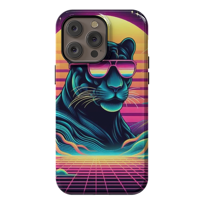 iPhone 14 Pro max StrongFit 80s Neon Black Panther by JohnnyVillas
