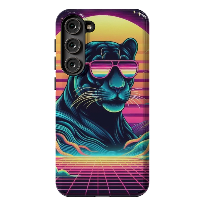 Galaxy S23 Plus StrongFit 80s Neon Black Panther by JohnnyVillas