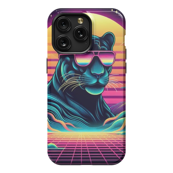 iPhone 15 Pro Max StrongFit 80s Neon Black Panther by JohnnyVillas