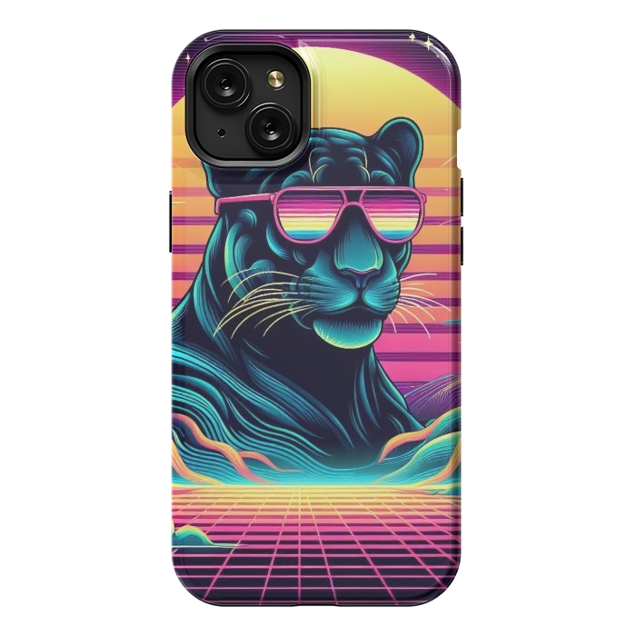 iPhone 15 Plus StrongFit 80s Neon Black Panther by JohnnyVillas