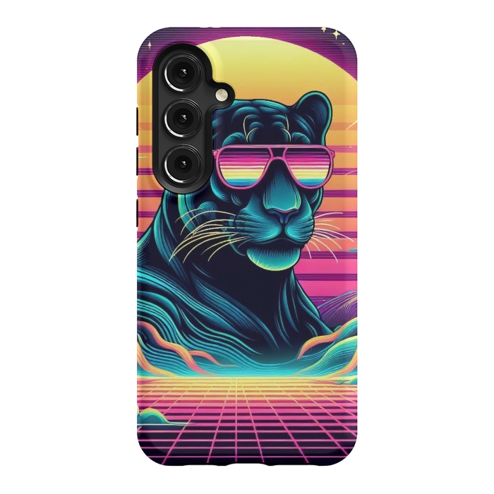 Galaxy S24 StrongFit 80s Neon Black Panther by JohnnyVillas